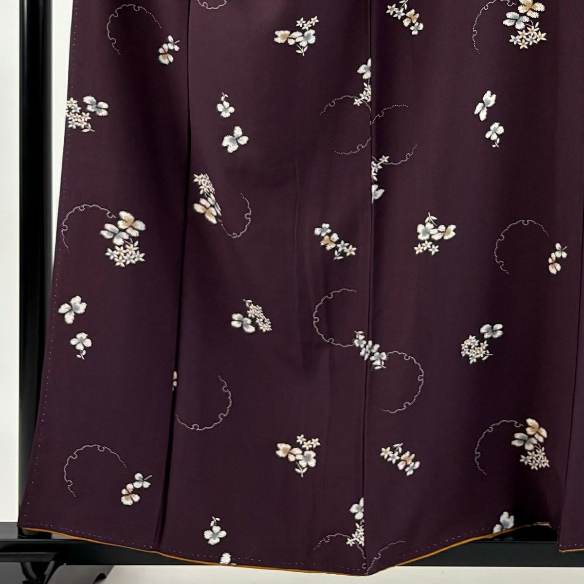 【美品】 小紋 身長157cm 袖長67cm M 雙層 雪輪 草花紋紋 紫 純蠶絲 秀品級