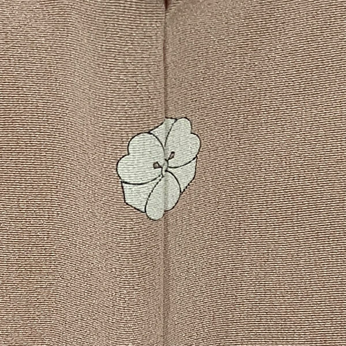 訪問服 身長169.5cm 袖長68cm L 雙層 落款 草花紋 染分 逐漸變化 粉米色 純蠶絲 名品級 一つ紋