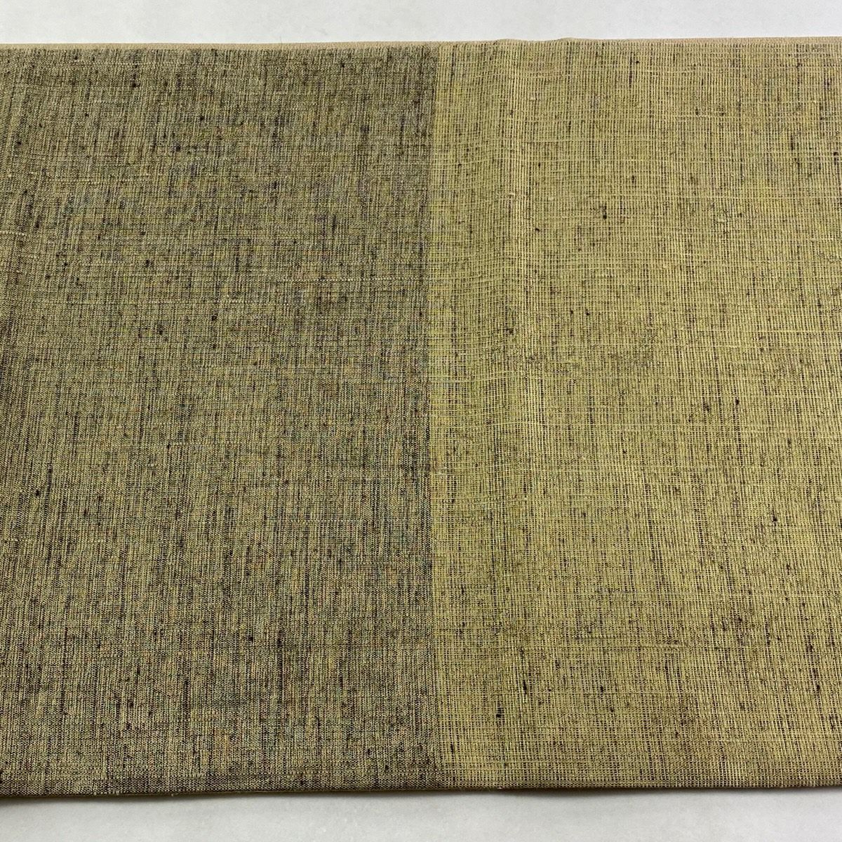 【美品】袋帶 逸品級 幾何圖案 金絲 金金箔 米色 大鼓圖案 純蠶絲