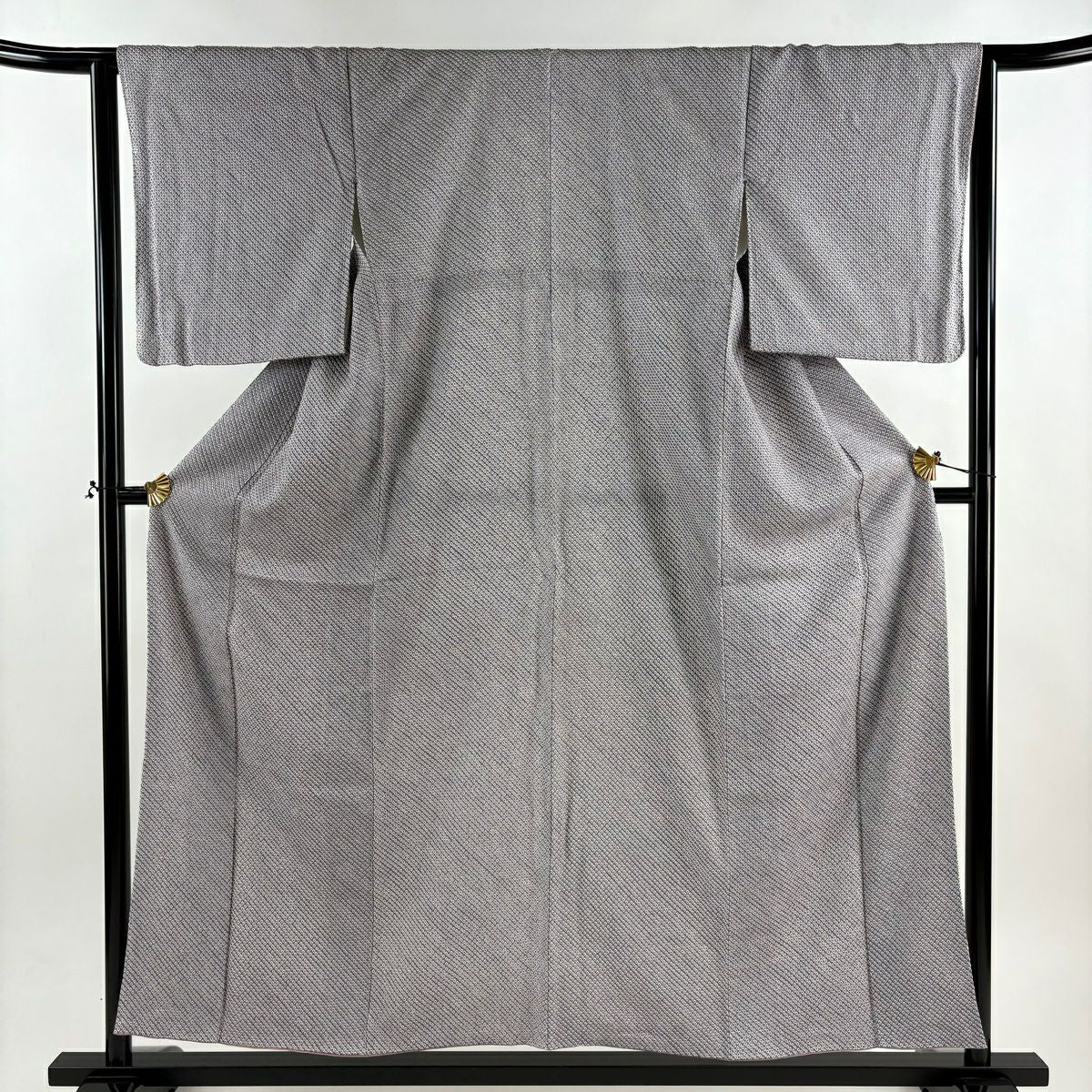 【美品】 小紋 身長156cm 袖長64cm M 雙層 總絞染 薄紫 純蠶絲 秀品級