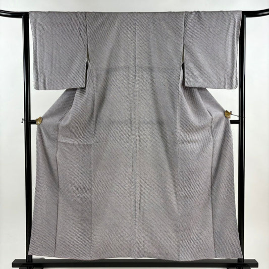 【美品】 小紋 身長156cm 袖長64cm M 雙層 總絞染 薄紫 純蠶絲 秀品級