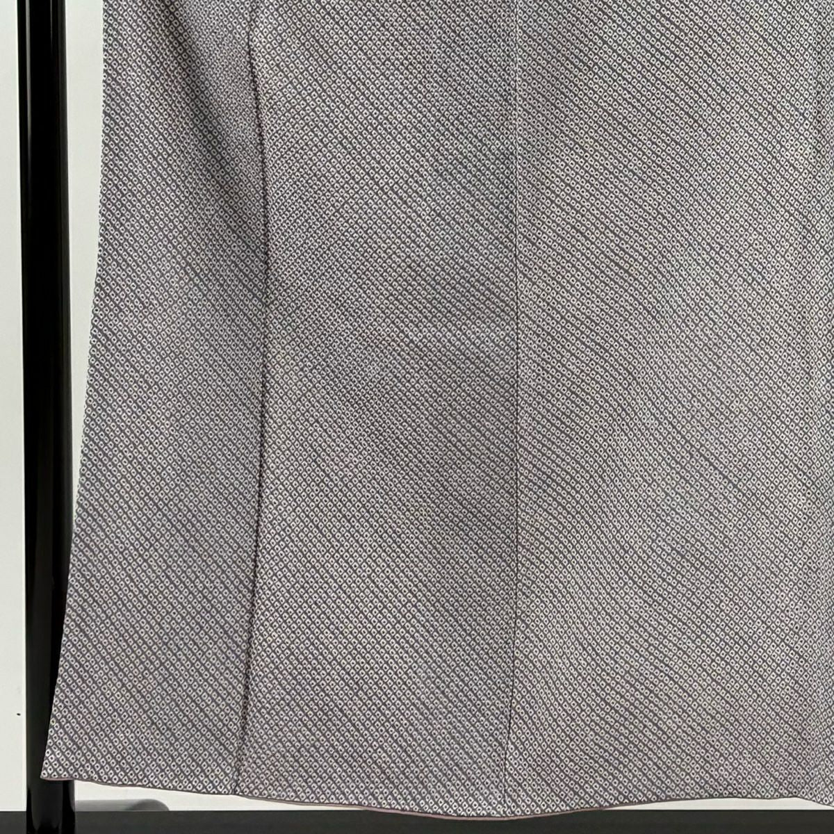 【美品】 小紋 身長156cm 袖長64cm M 雙層 總絞染 薄紫 純蠶絲 秀品級