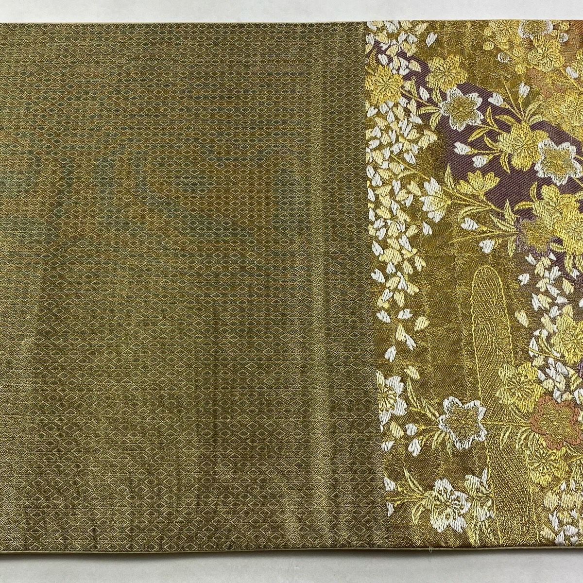 【美品】 袋帶 秀品級 大和 鼓 梅花 金金箔 金絲 金 六通 純蠶絲