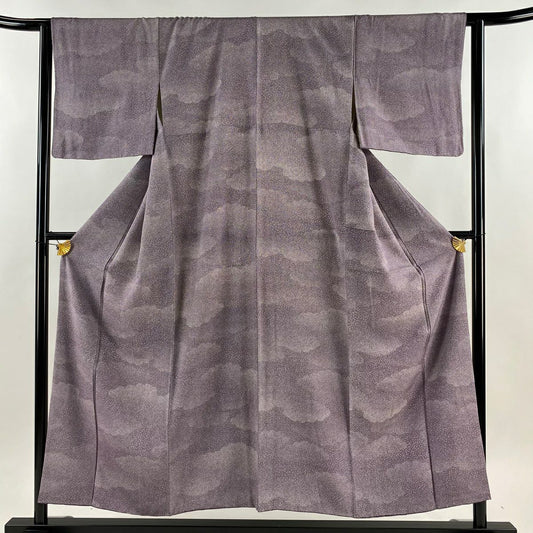 江戶小紋 身長153.5cm 袖長62.5cm S 雙層 雲文 鮫 紫 純蠶絲 名品級
