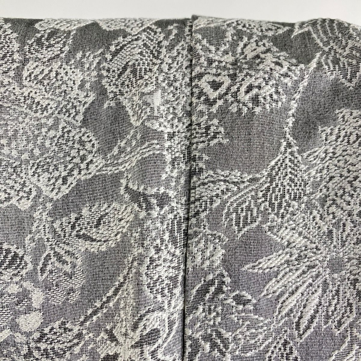 小紋 身長160.5cm 袖長64cm M 雙層 雪輪 草花紋紋意匠 墨色 純蠶絲 逸品級