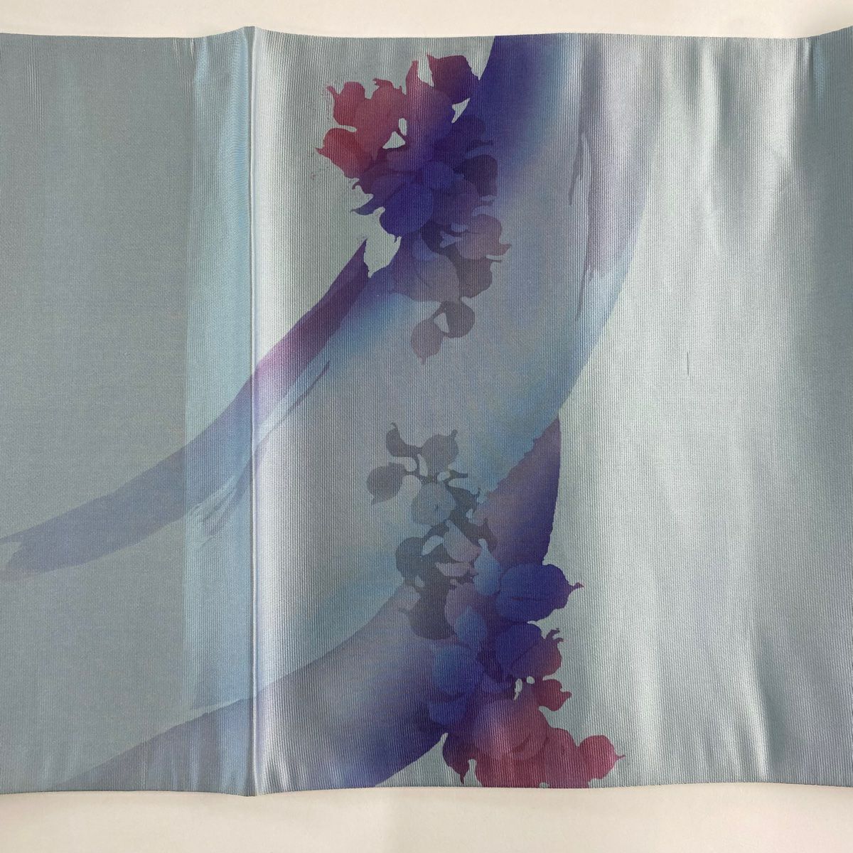 【美品】 袋帶 秀品級 關西仕立 雜枝流水 水色 大鼓圖案 純蠶絲
