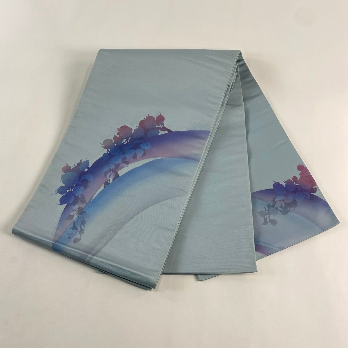 【美品】 袋帶 秀品級 關西仕立 雜枝流水 水色 大鼓圖案 純蠶絲