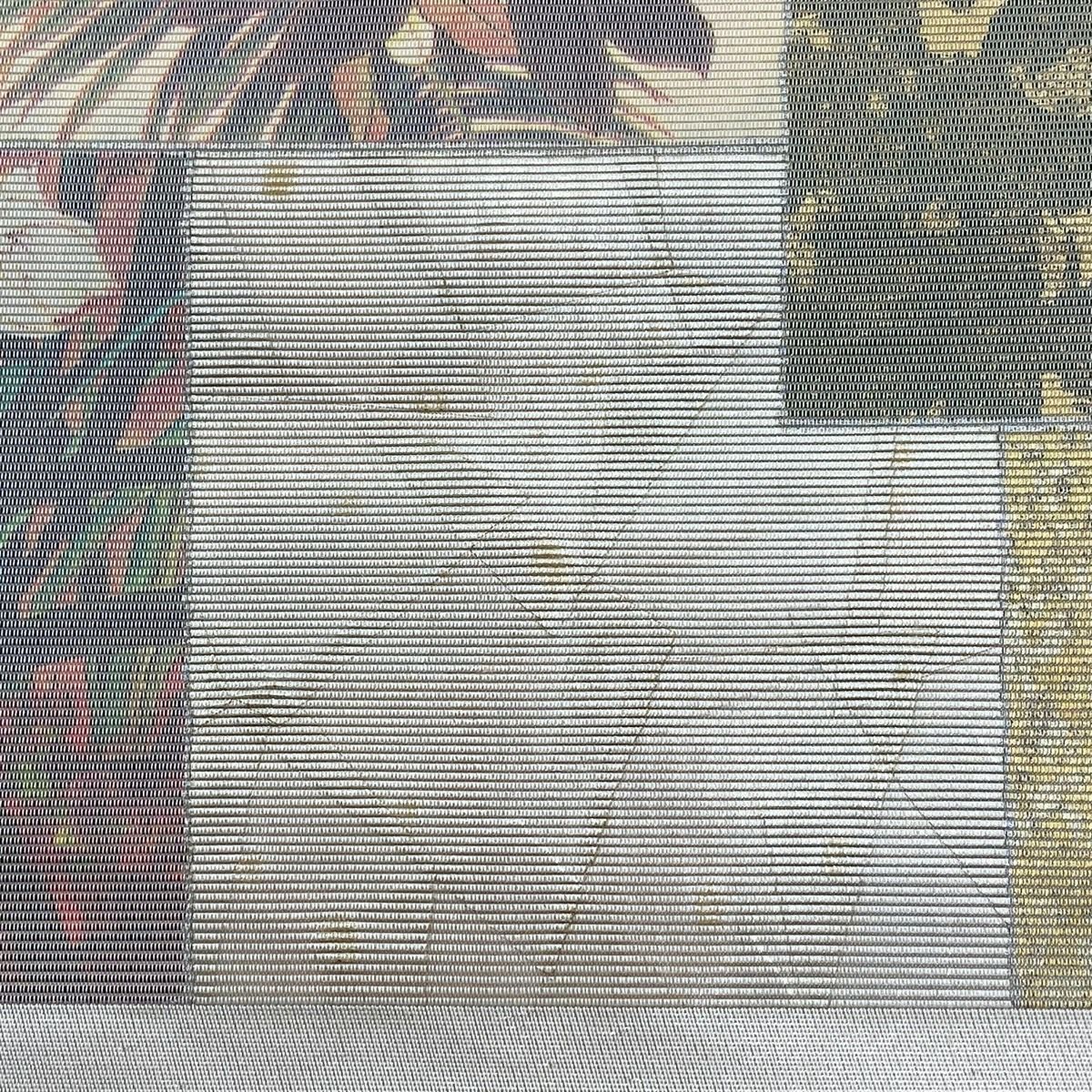 【美品】 名古屋帶 秀品級 關西仕立 色紙 草花紋紋 絵金金箔螺鈿織 金金箔 米色 純蠶絲