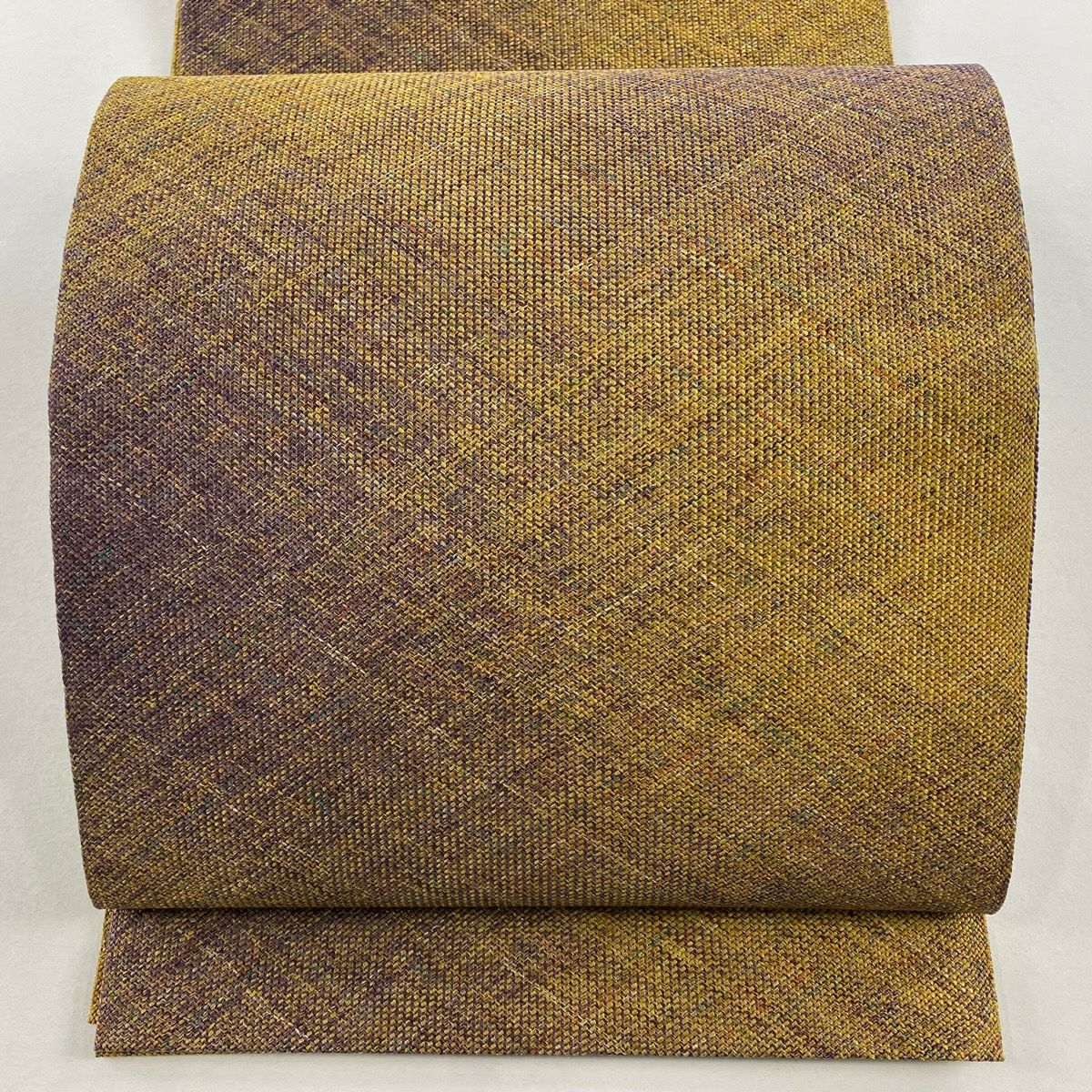【美品】名古屋帶 秀品級 隧道仕立 八寸名古屋帶 幾何圖案 金絲 山吹茶 純蠶絲