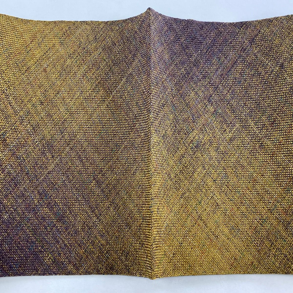 【美品】名古屋帶 秀品級 隧道仕立 八寸名古屋帶 幾何圖案 金絲 山吹茶 純蠶絲
