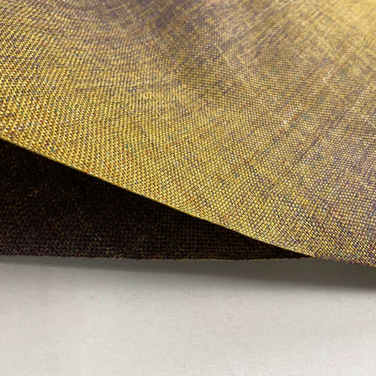 【美品】名古屋帶 秀品級 隧道仕立 八寸名古屋帶 幾何圖案 金絲 山吹茶 純蠶絲