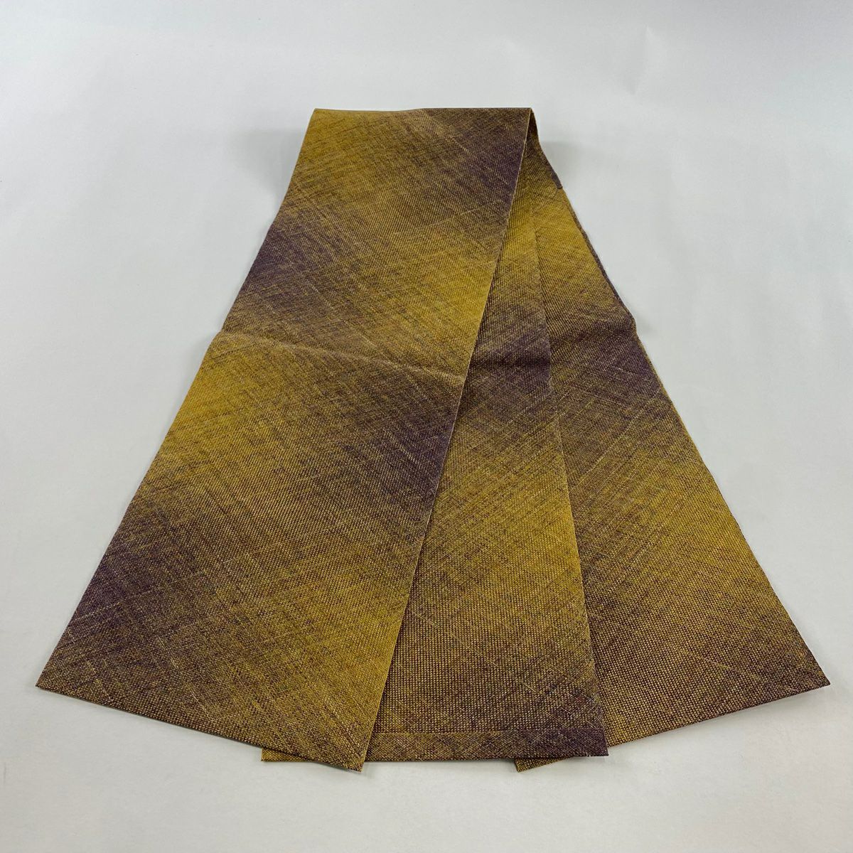 【美品】名古屋帶 秀品級 隧道仕立 八寸名古屋帶 幾何圖案 金絲 山吹茶 純蠶絲