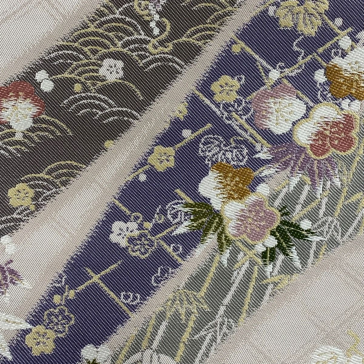 【美品】 袋帶 名品級 坂東三津五郎 落款あり 大和 梅花 薦 薄粉紅 六通 純蠶絲