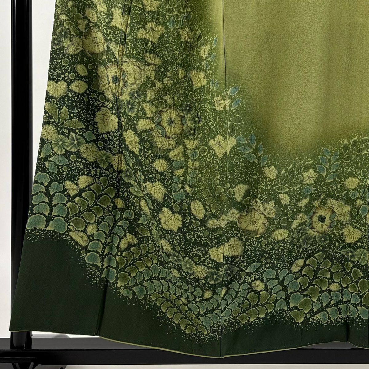 【美品】訪問服 身長155cm 袖長63cm S 雙層 德永憲峯 落款あり 辻花染 金銀彩 漸層 鶯色 純蠶絲 逸品級