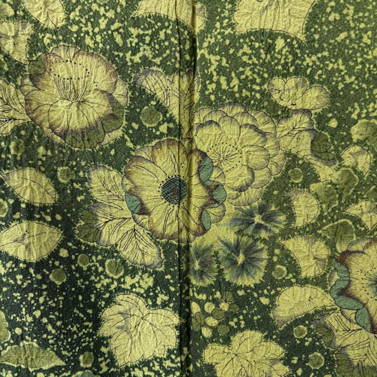 【美品】訪問服 身長155cm 袖長63cm S 雙層 德永憲峯 落款あり 辻花染 金銀彩 漸層 鶯色 純蠶絲 逸品級