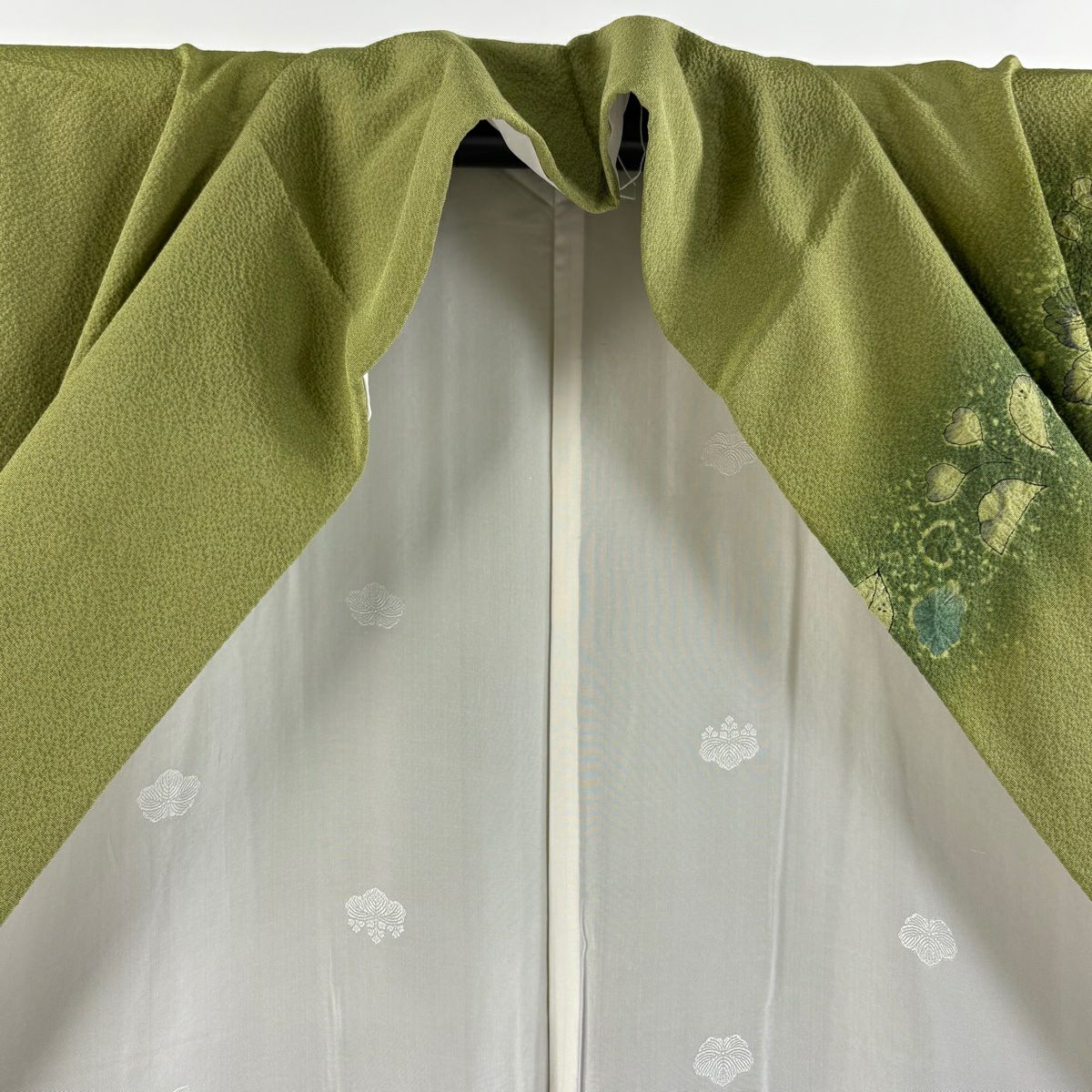 【美品】訪問服 身長155cm 袖長63cm S 雙層 德永憲峯 落款あり 辻花染 金銀彩 漸層 鶯色 純蠶絲 逸品級