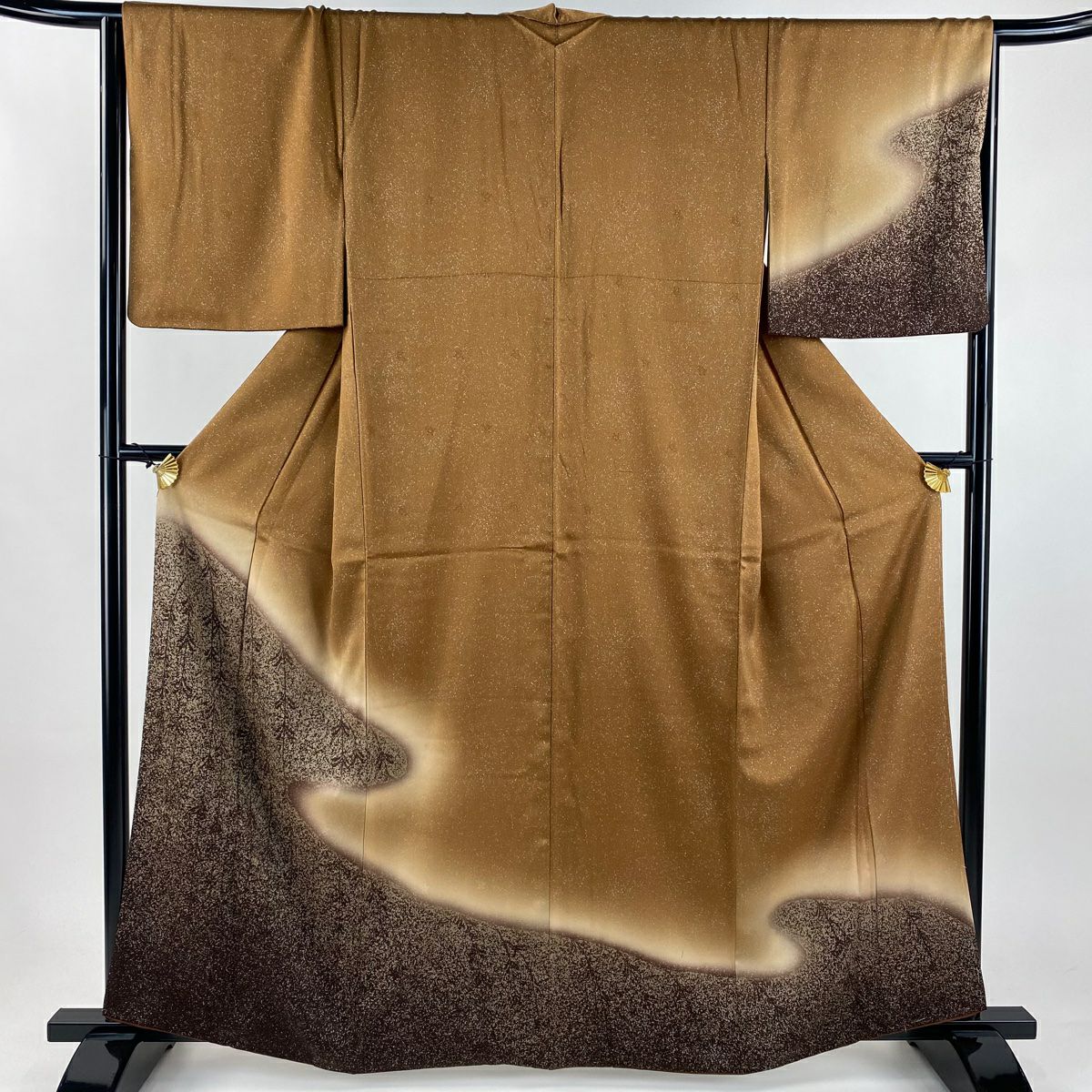 付下 身長162.5cm 袖長66cm M 雙層 柳霞漸變 茶 純蠶絲 優品級
