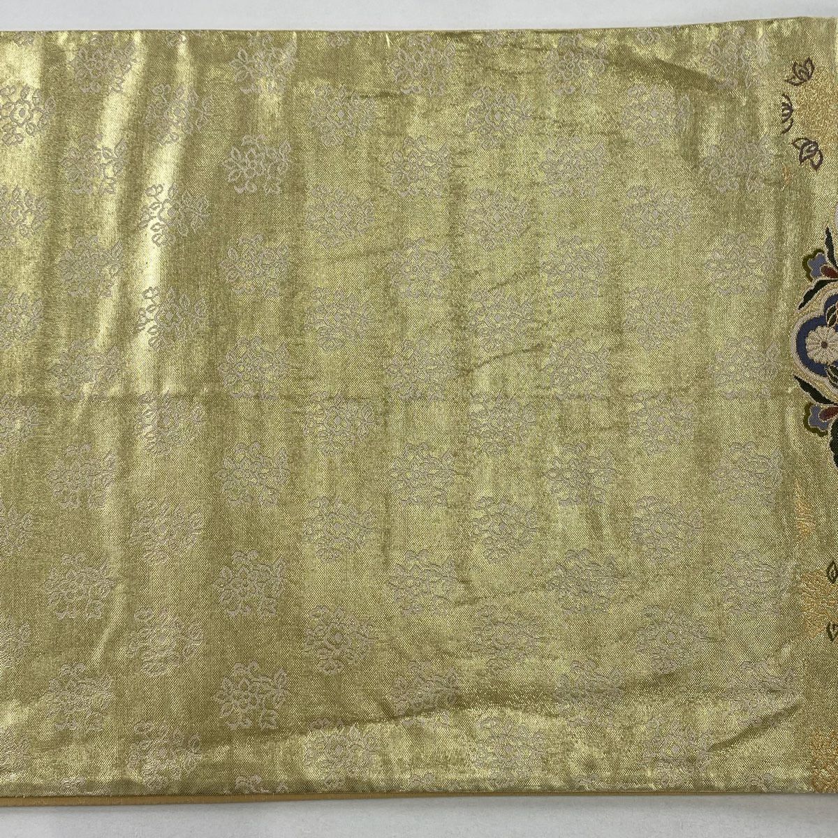 袋帶 秀品級 華紋 向鳥 金絲 金金箔 金色 六通 純蠶絲
