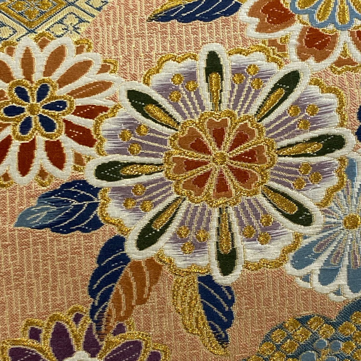 【美品】 袋帶 秀品級 松樹竹子梅花 寶盡くし 金絲 金金箔 米色 六通 純蠶絲