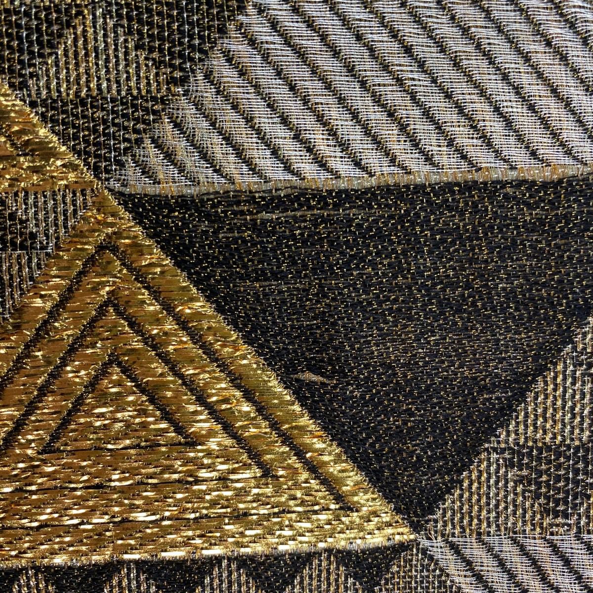 【美品】 袋帶 名品級 鱗紋 金金箔 焦茶 六通 純蠶絲