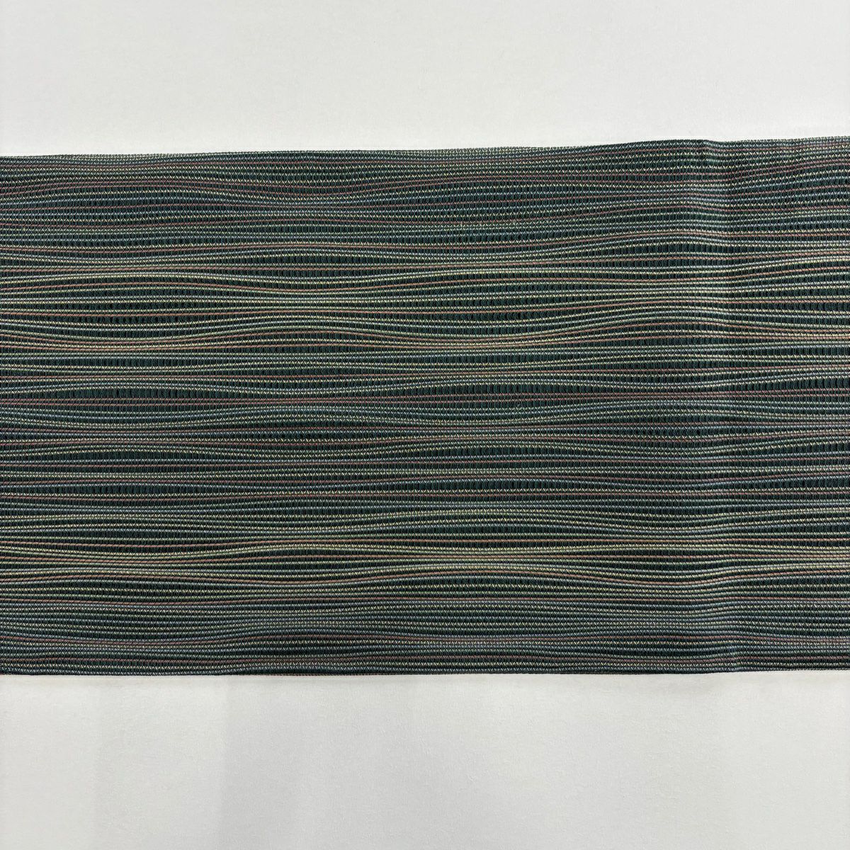 【美品】 袋帶 秀品級 斜條紋 金絲 綠色 全通 純蠶絲