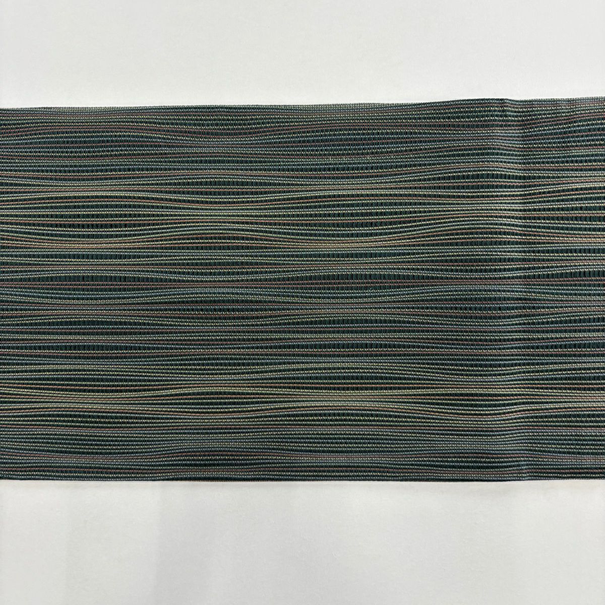 【美品】 袋帶 秀品級 斜條紋 金絲 綠色 全通 純蠶絲