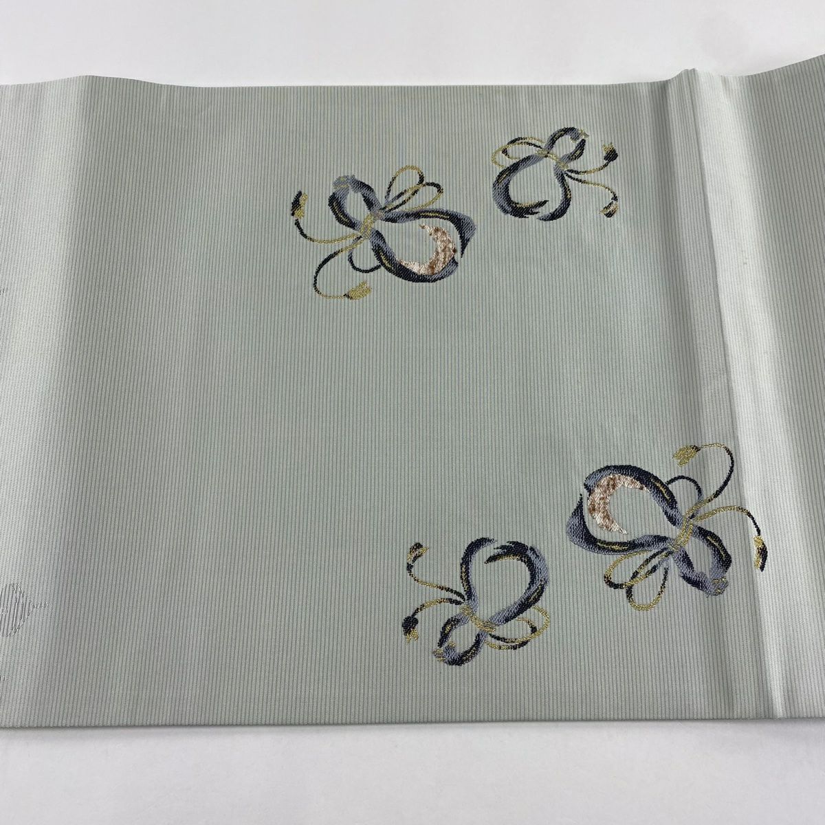 袋帶 秀品級 瓢箪 小紋 金金箔 淺綠 大鼓圖案 純蠶絲