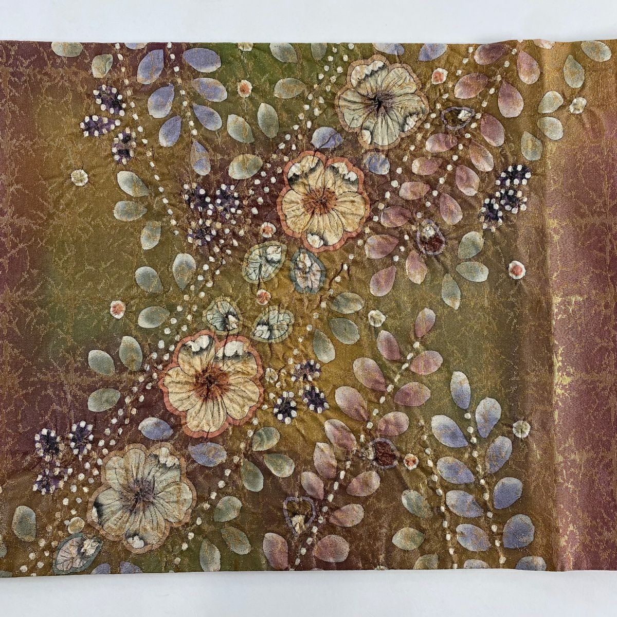 【美品】 袋帶 名品級 落款あり 辻花染 格子 金金箔 粉紅 お太鼓柄 純蠶絲