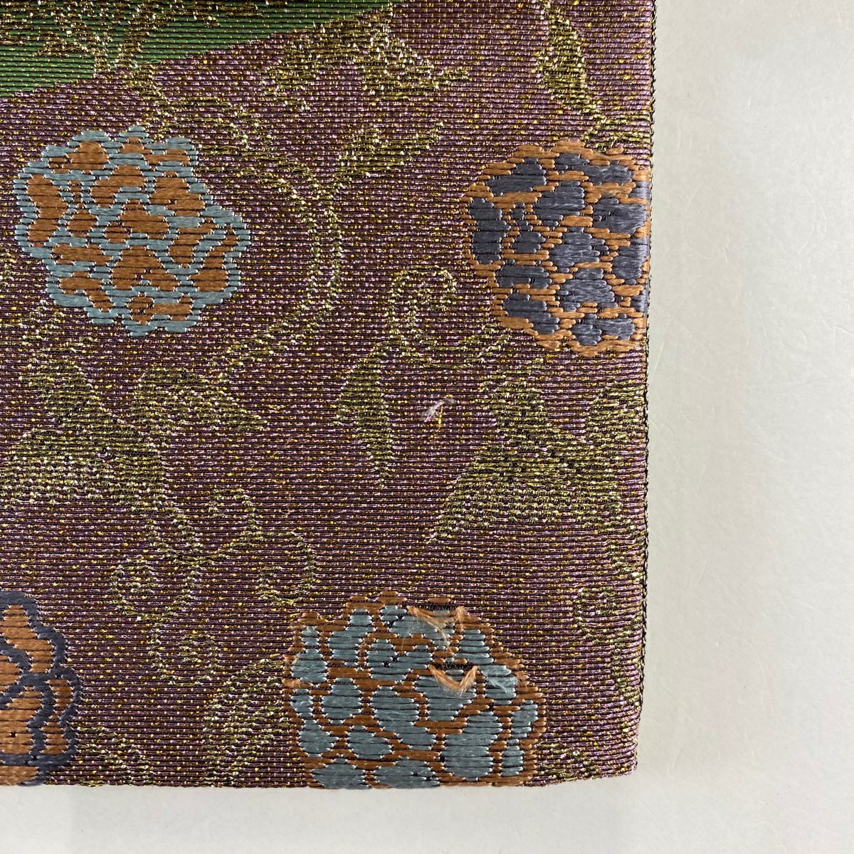 【美品】 袋帶 名品級 向鳥 花唐草紋 金銀線 金金箔 茶紫 六通 純蠶絲