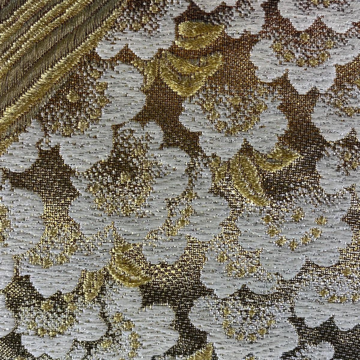 【美品】 袋帶 秀品級 櫻花 斜紋 金絲 金金箔 金色 六通 純蠶絲