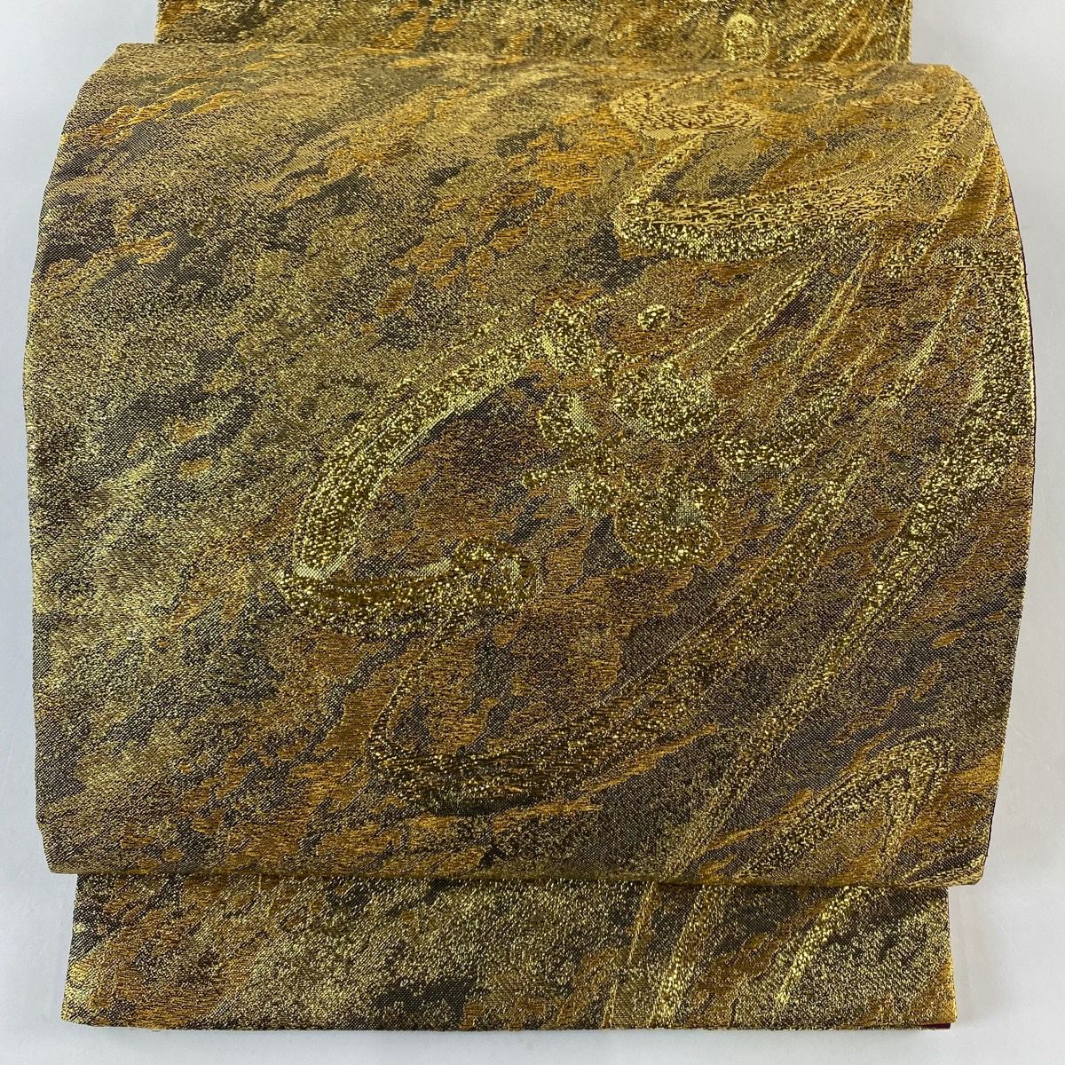 袋帶 秀品級 森英惠 落款あり 櫻花 金絲 金金箔 金色 六通 純蠶絲