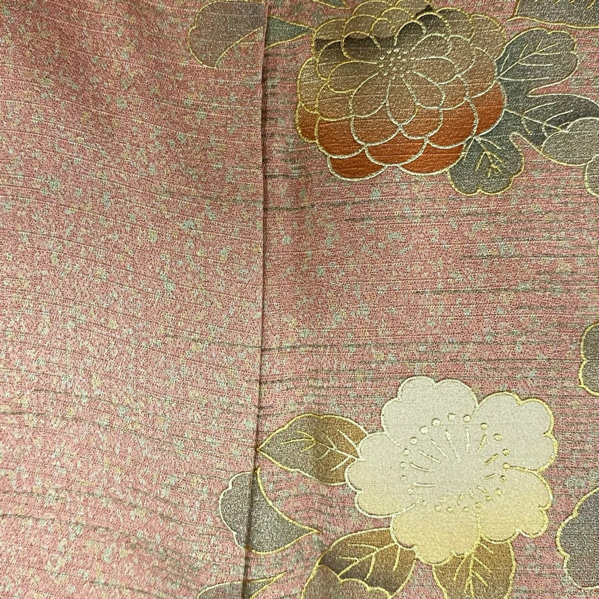 訪問服 身長153.5cm 袖長63cm S 雙層 菊花 櫻花 金絲 金銀彩 粉紅 純蠶絲 秀品級