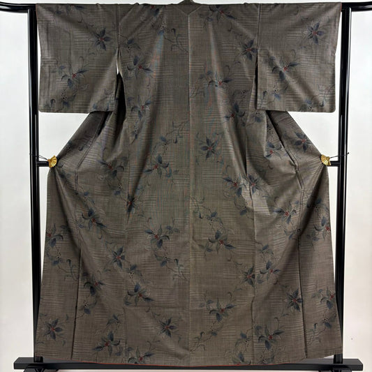 紬織 身長160cm 袖長63cm S 雙層 葉與果 焦茶 純蠶絲 優品級