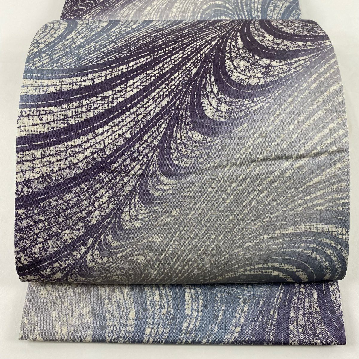 【美品】 袋帶 秀品級 幾何圖案 青灰 純蠶絲