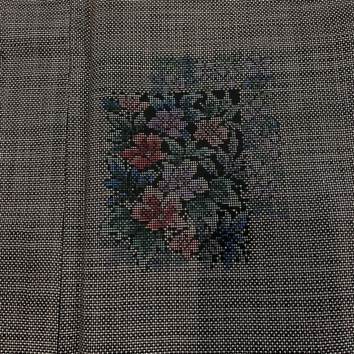 【美品】 紬織 身長159cm 袖長64cm M 雙層 草花紋紋 色紙 焦茶 純蠶絲 秀品級