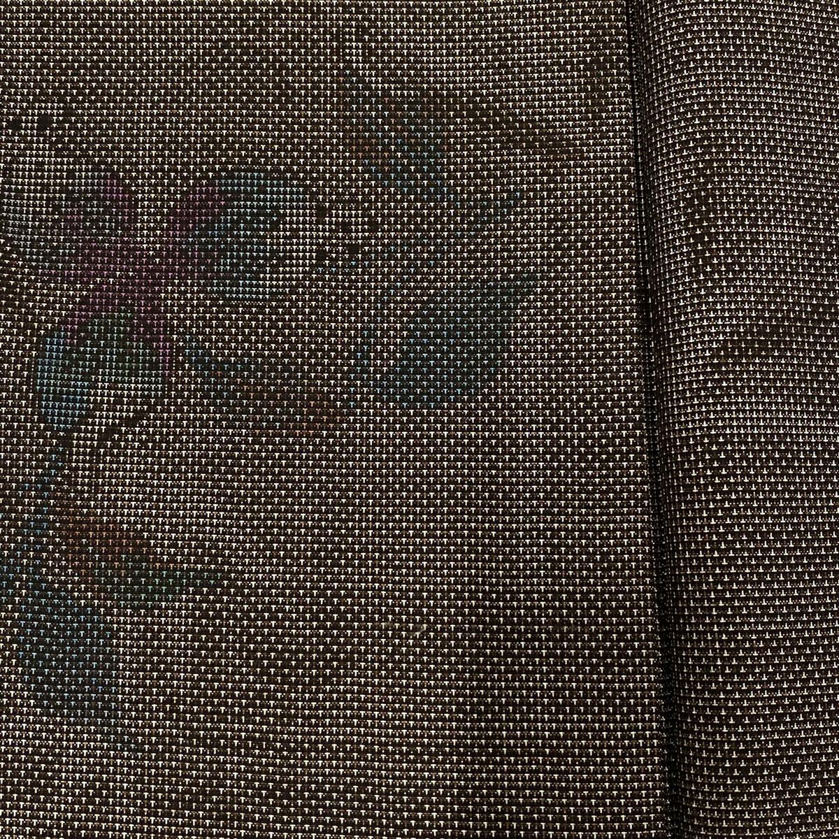 【美品】 紬織織 身長161.5cm 袖長63cm S 雙層 草花紋紋 焦茶 純蠶絲 秀品級