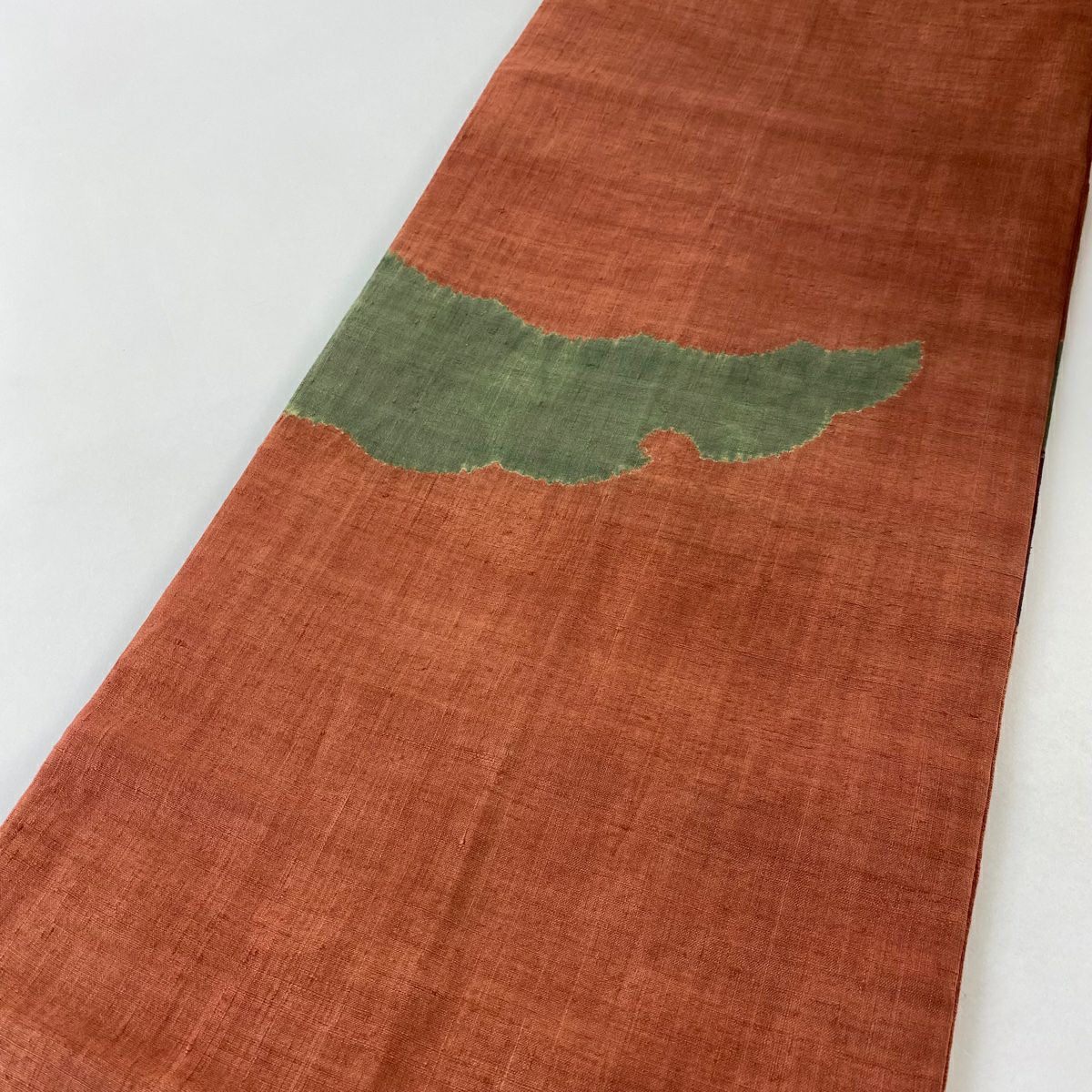 【美品】 袋帶 秀品級 紬織織 扇子 草花紋刺繡 紅茶 お太鼓圖案 純蠶絲