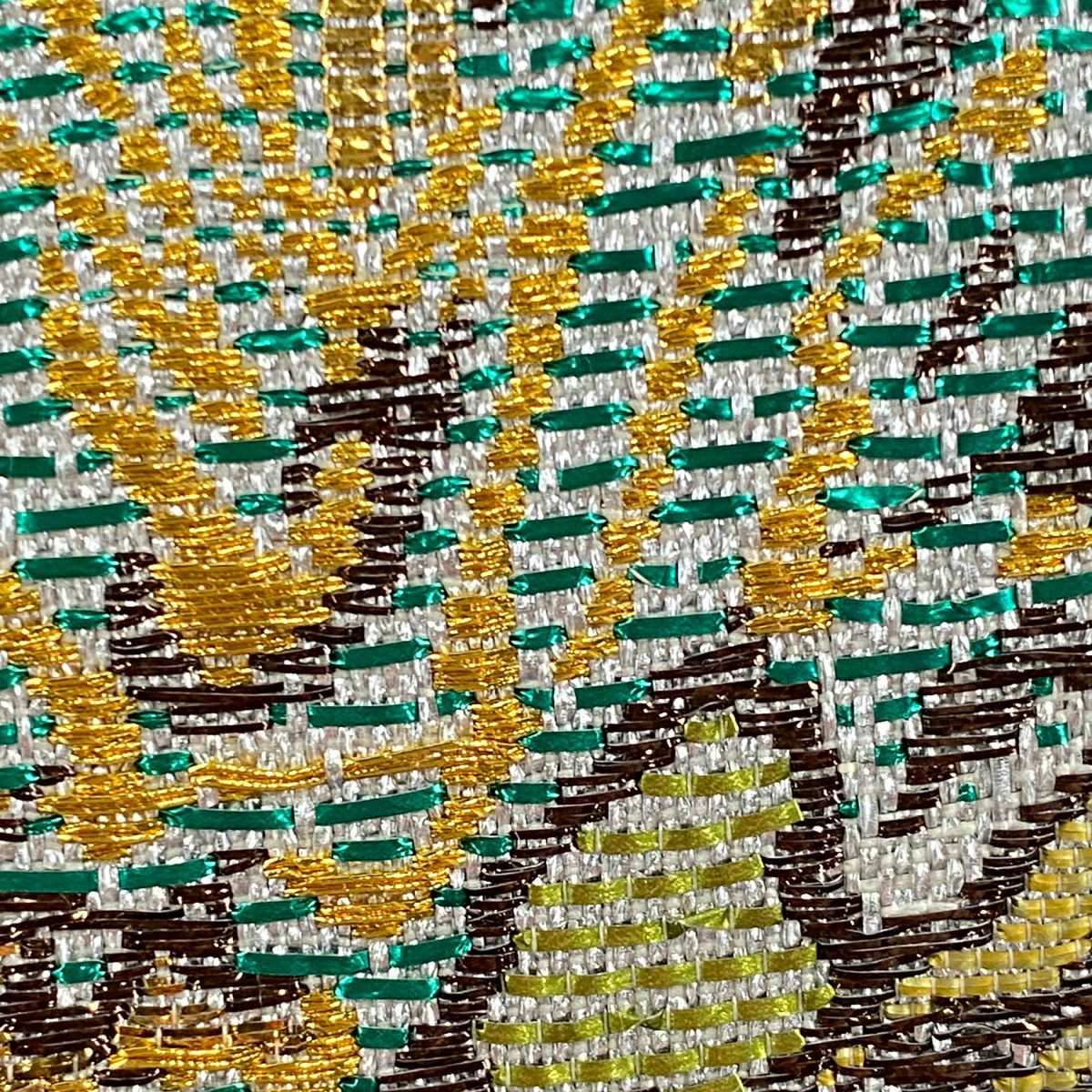 【美品】 袋帶 逸品級 松樹 金金箔 銀 お太鼓圖案 純蠶絲