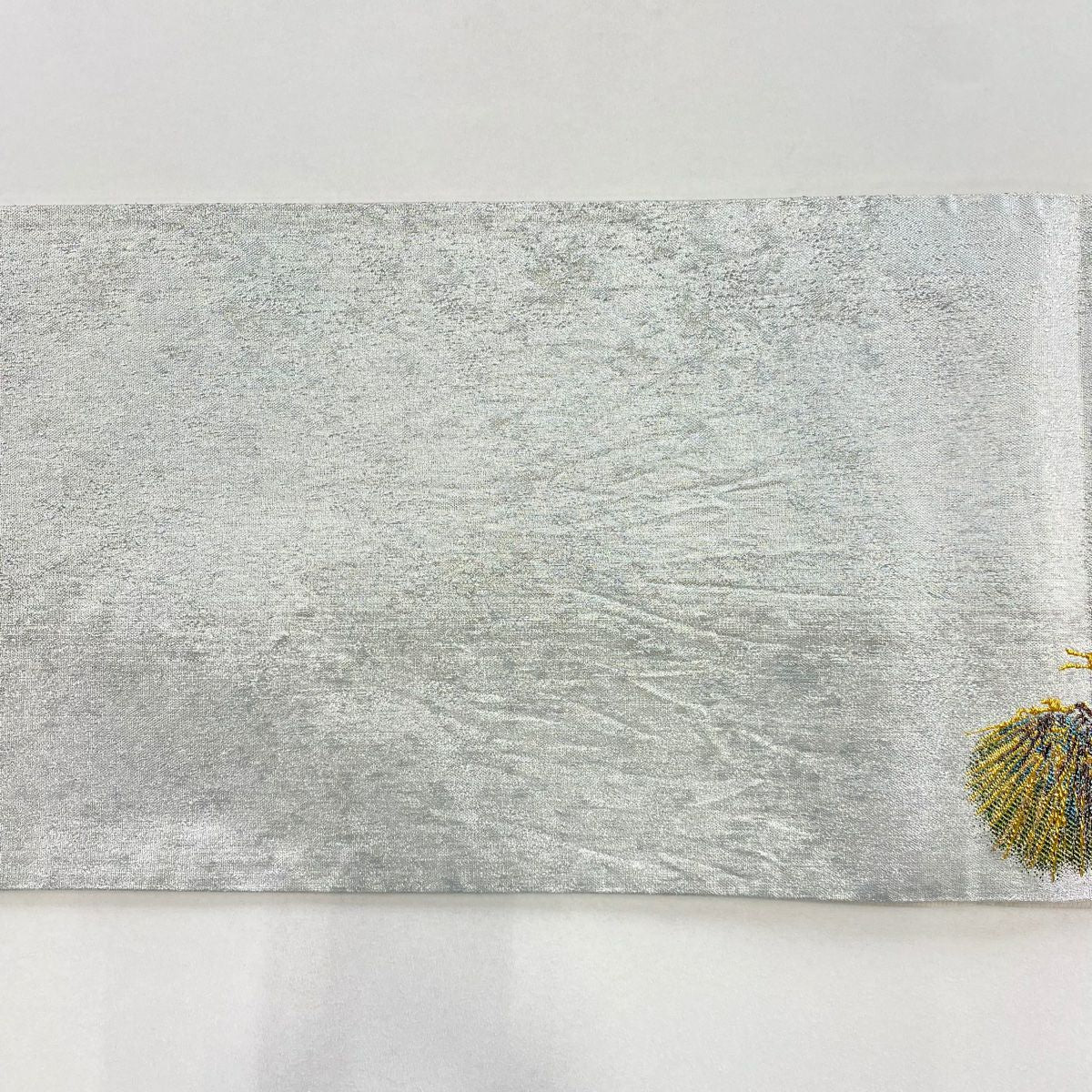 【美品】 袋帶 逸品級 松樹 金金箔 銀 お太鼓圖案 純蠶絲