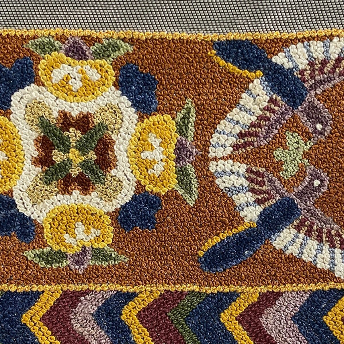 袋帶 逸品級 向鳥文 草花紋紋 相良刺繡 金金箔 銀 お太鼓圖案 純蠶絲