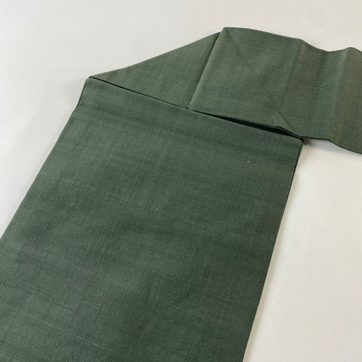 【美品】名古屋帶 秀品級 紬織織 御所車 雲文 刺繡 金絲 深綠 純蠶絲
