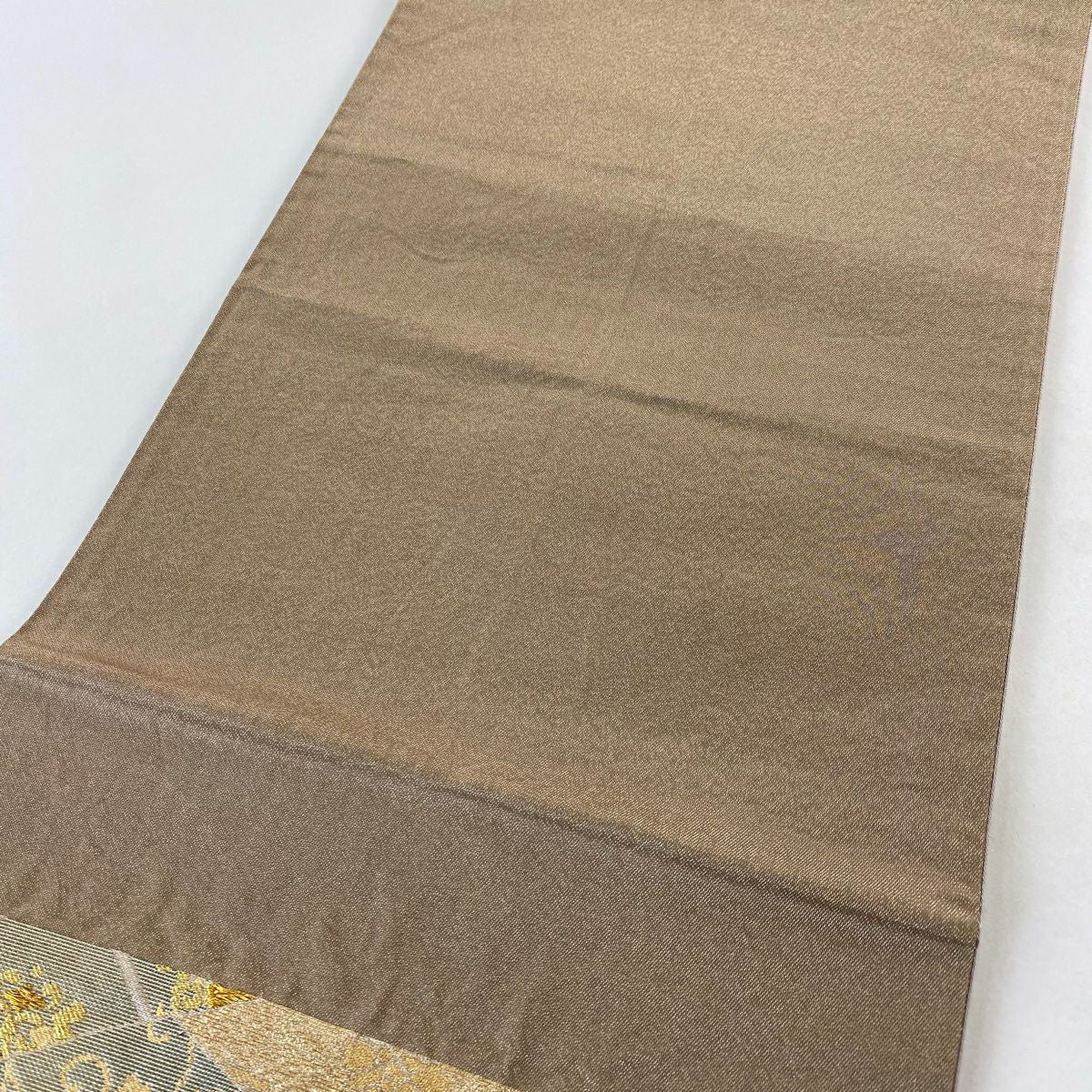 【美品】 袋帶 秀品級 證書齊全 關西仕立 華紋 花鳥 金絲 金金箔 灰茶 六通 純蠶絲