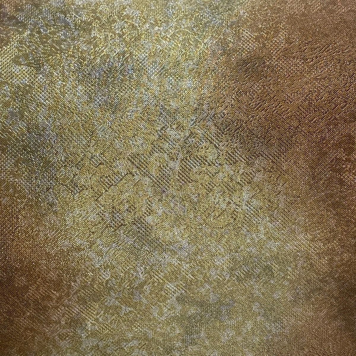 【美品】 袋帶 秀品級 證書齊全 漸變圖案 草花紋紋 金金箔 淺茶 全通 純蠶絲