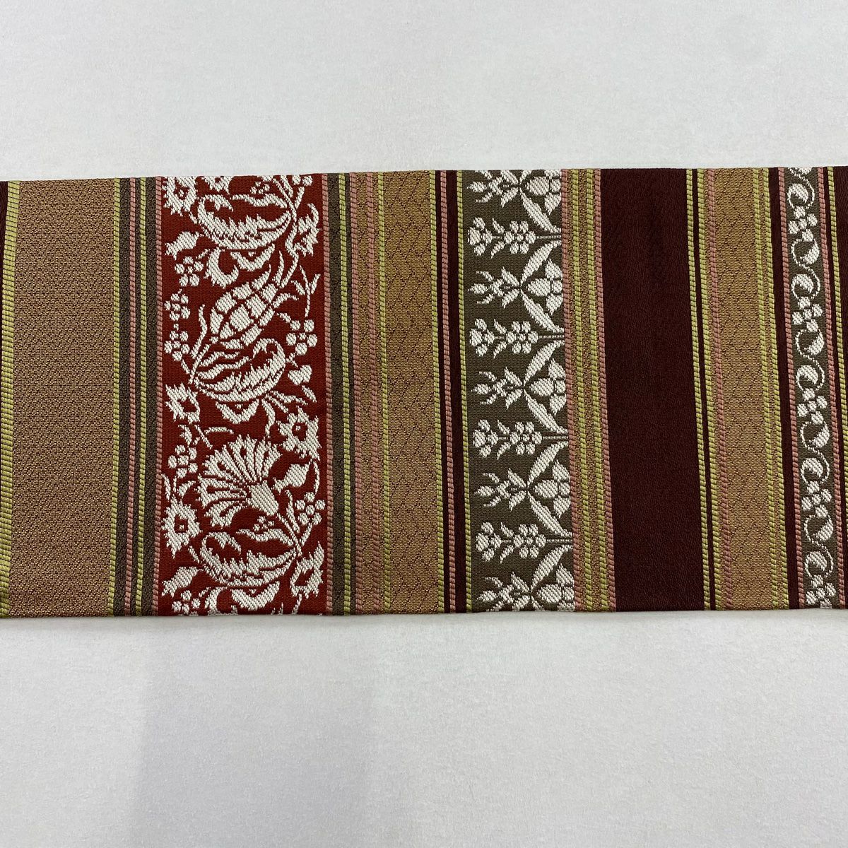 【美品】名古屋帶 秀品級 正倉院紋樣 山吹茶 純蠶絲