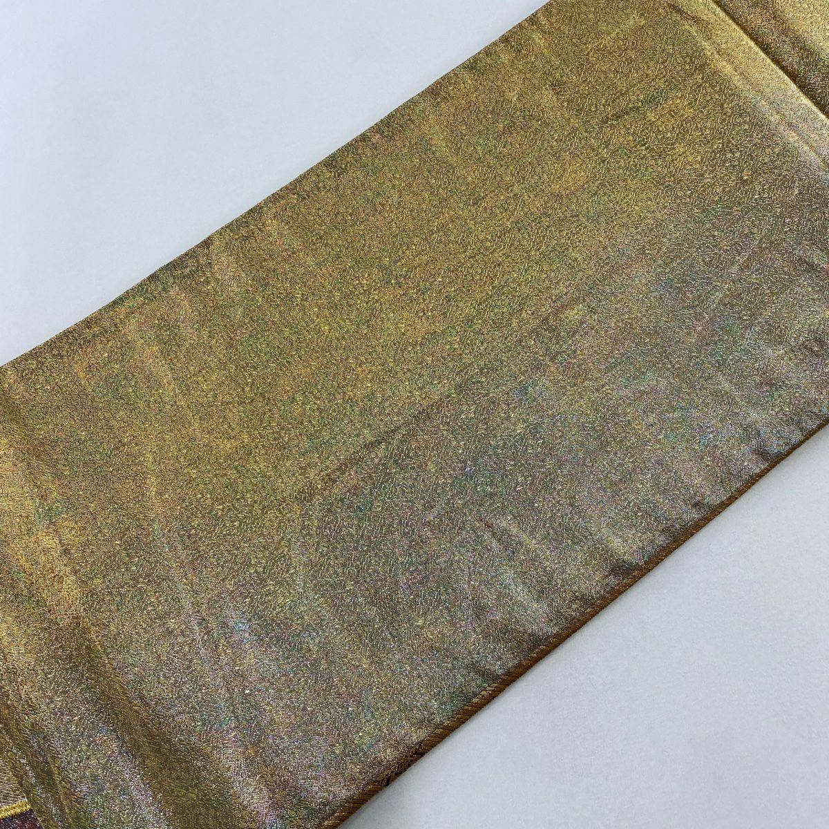 【美品】 袋帶 秀品級 菊花 草花紋 金銀絲 金金箔 金色 六通 純蠶絲