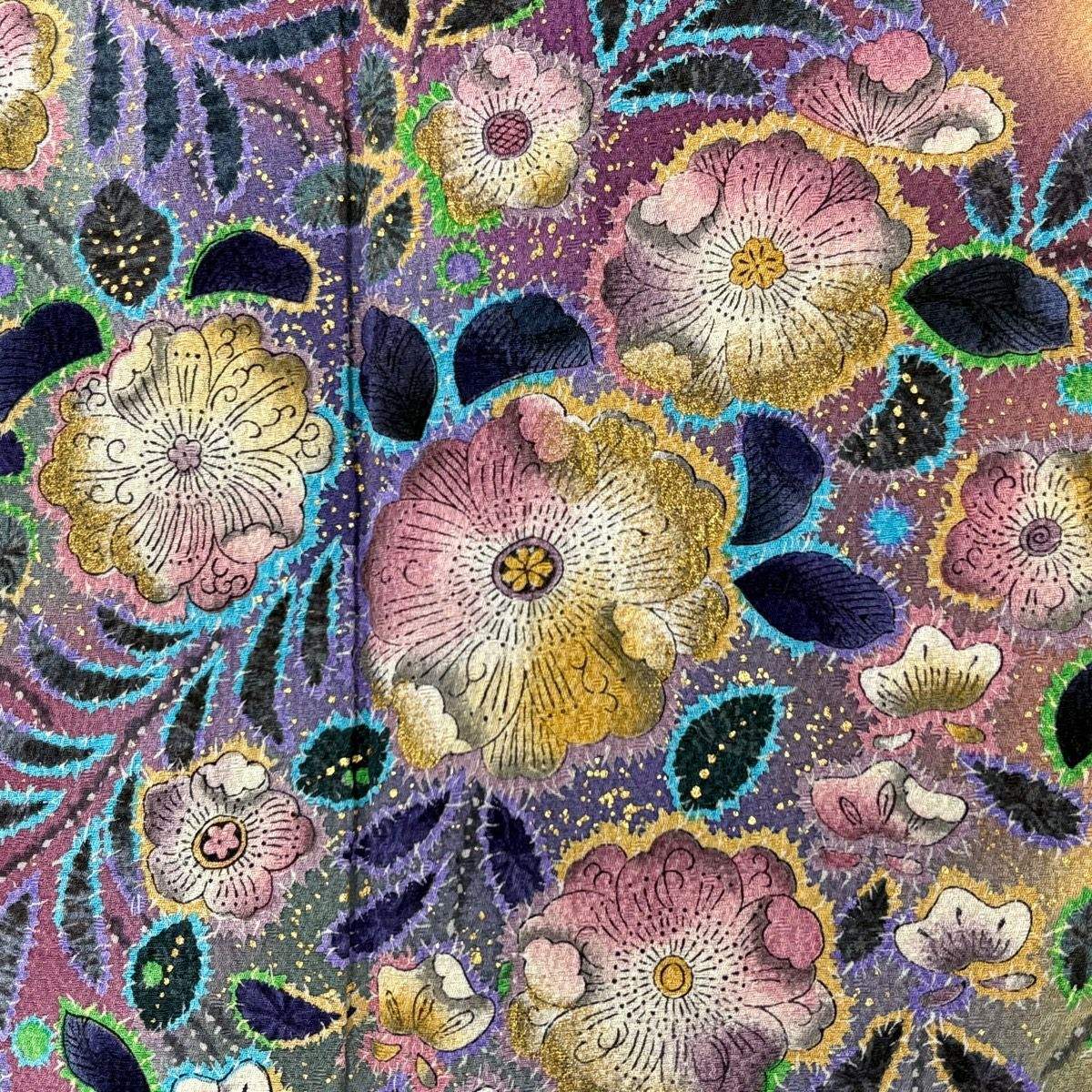 【美品】振袖禮服 身長165.5cm 袖長68cm L 雙層 大和 辻花染 金銀彩 漸層 紅色 純蠶絲 名品級