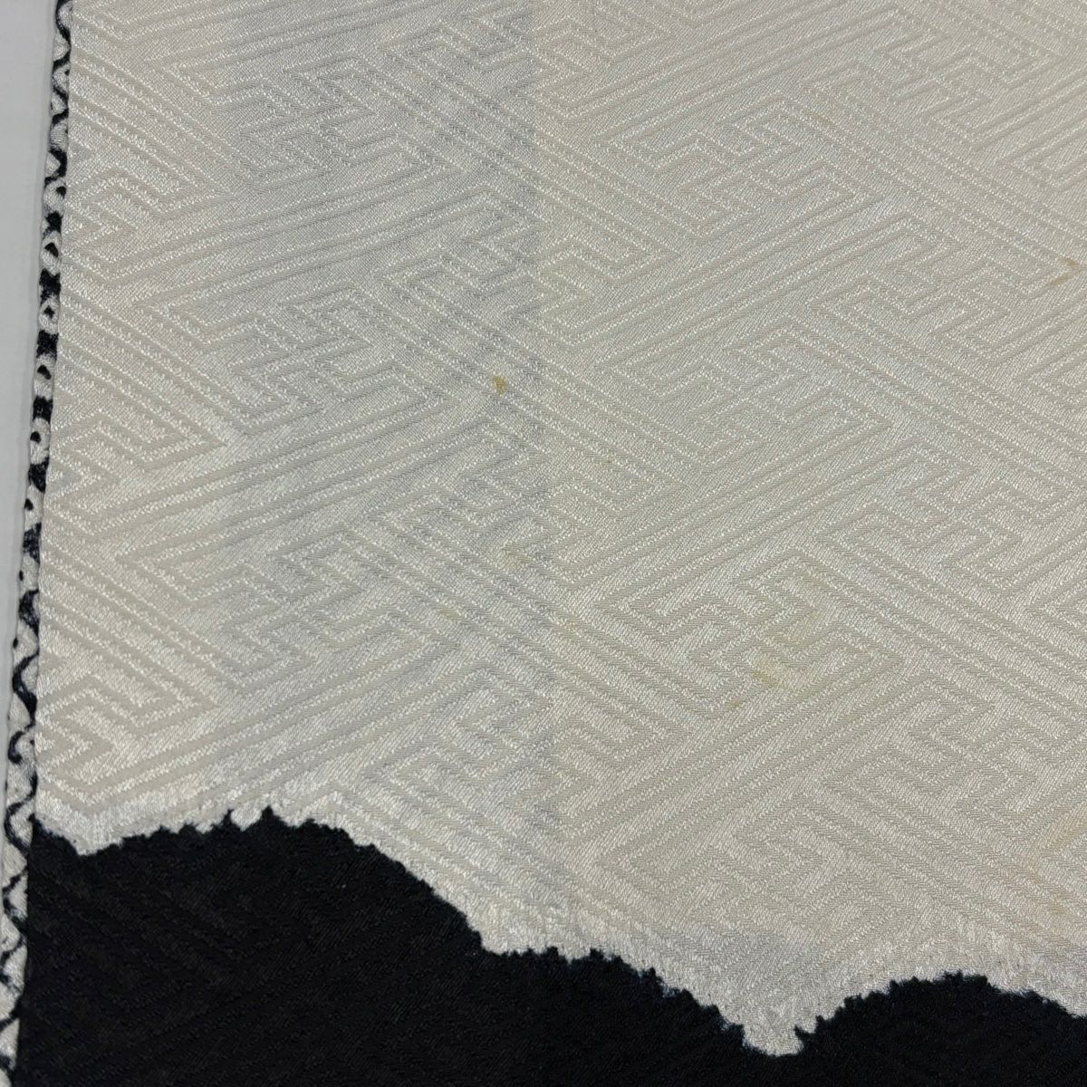 【美品】 付下 身長157cm 袖長65cm M 雙層 菱文 絞染 金線 黑 純蠶絲 優品級