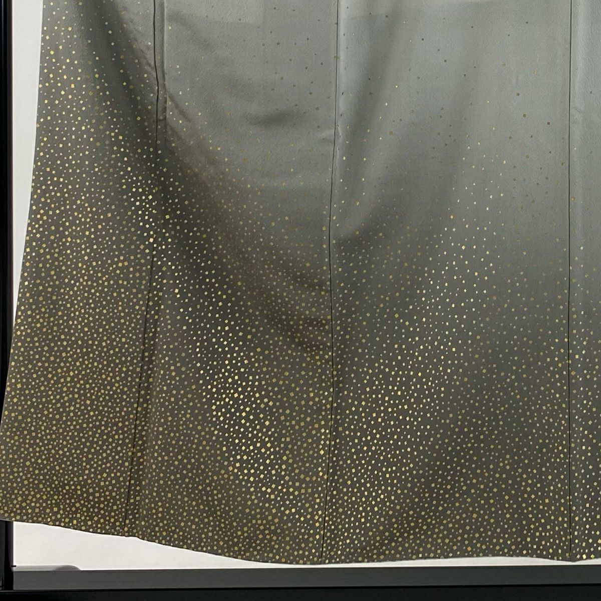 訪問服 身長154cm 袖長62cm S 雙層 人間國寶 福田喜重 有落款 金金箔散佈 金銀彩 漸層 灰色 純蠶絲 逸品級
