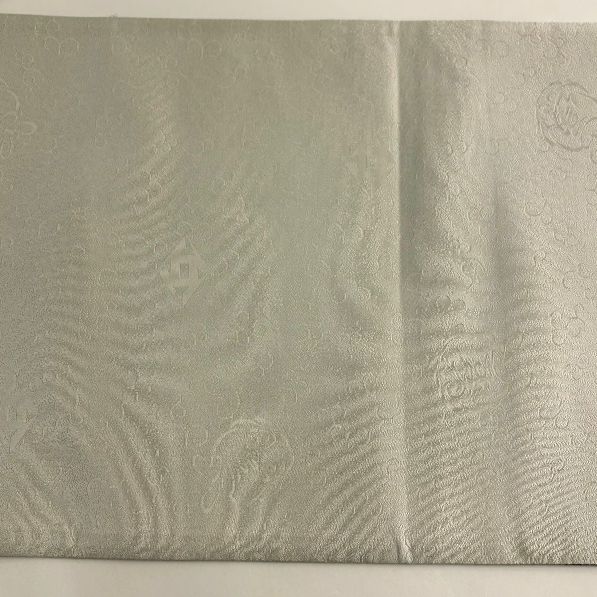 【美品】 袋帶 名品級 變形市松樹 銀線 深藍 大鼓圖案 純蠶絲