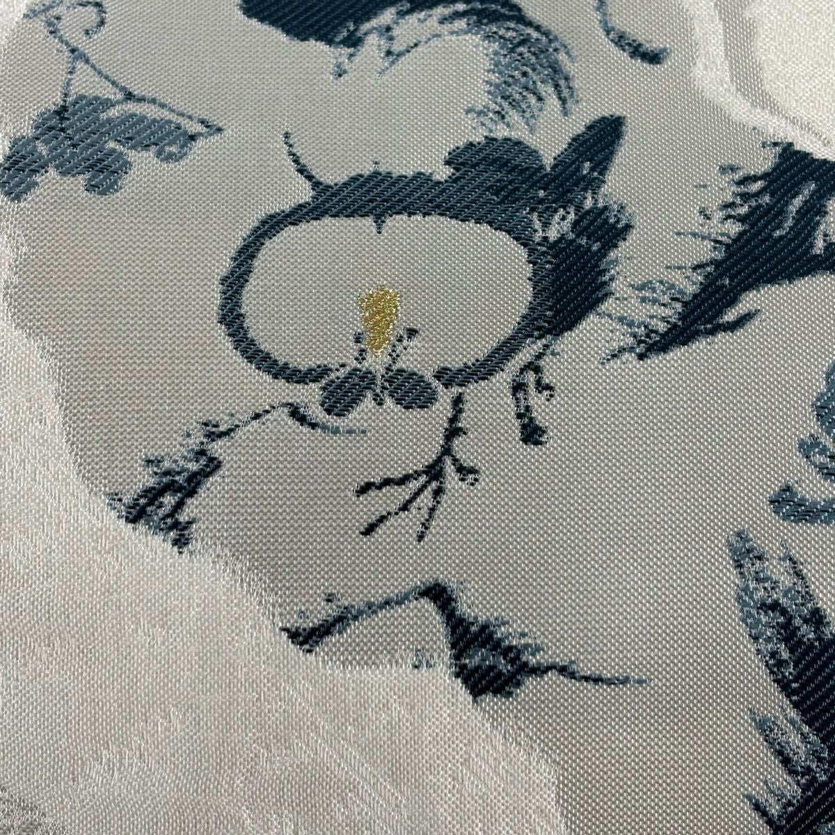 袋帶 名品級 夏帶 菊花 霞 金絲 白 六通 純蠶絲